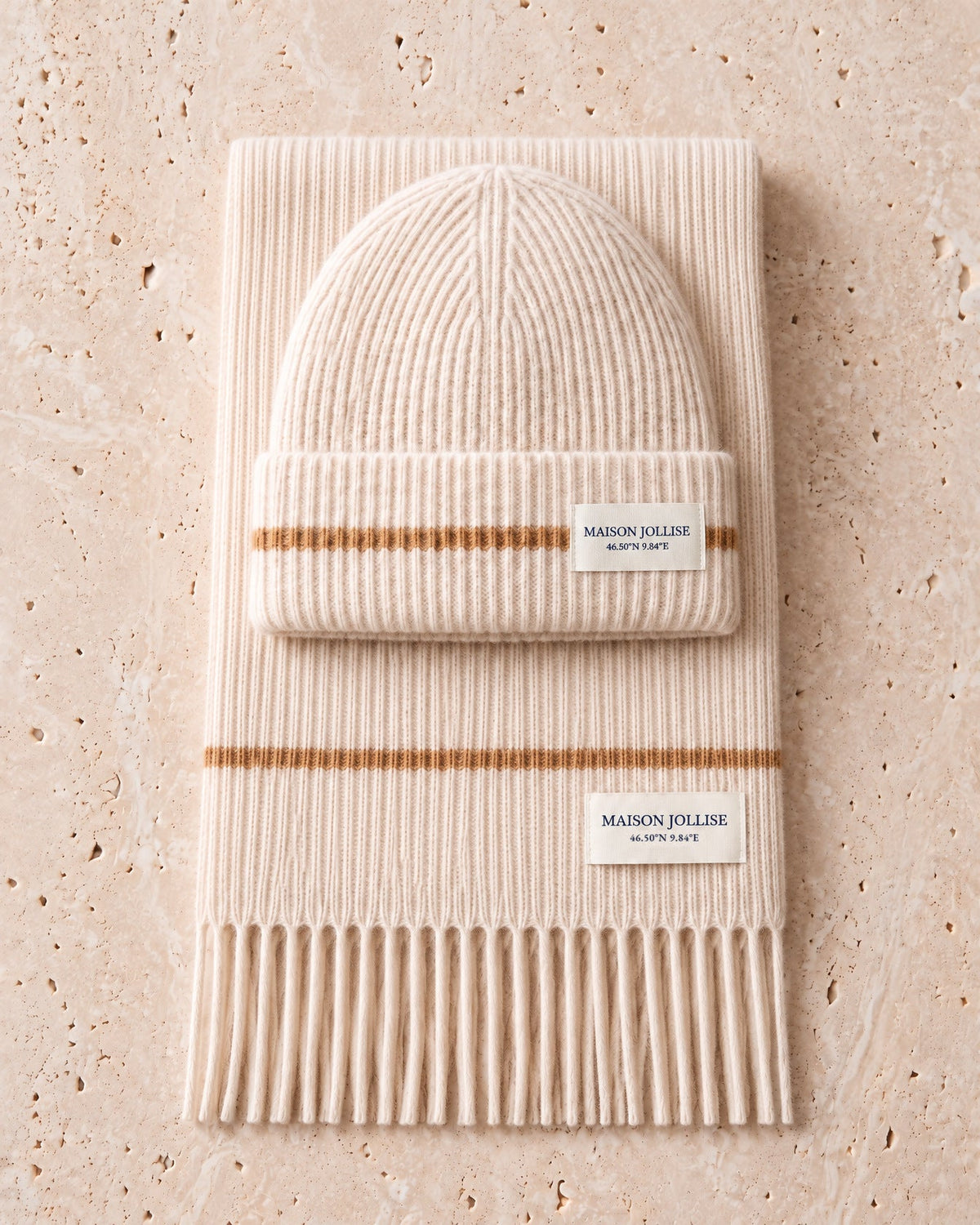 the snow line beanie and scarf in ivory · st. moritz