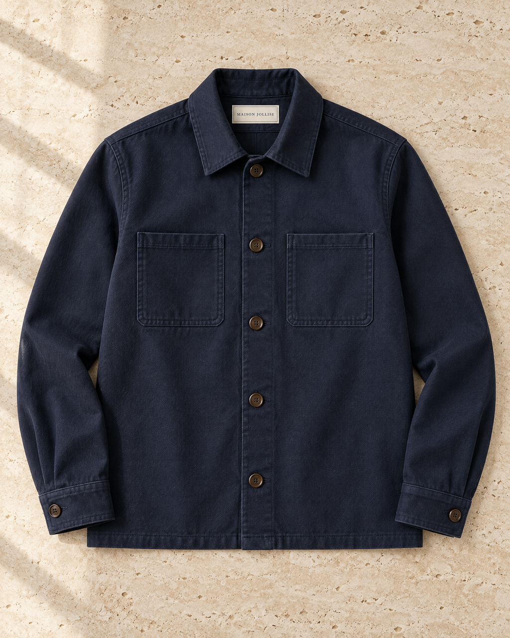 the canvas overshirt in navy · östermalm — flat lay