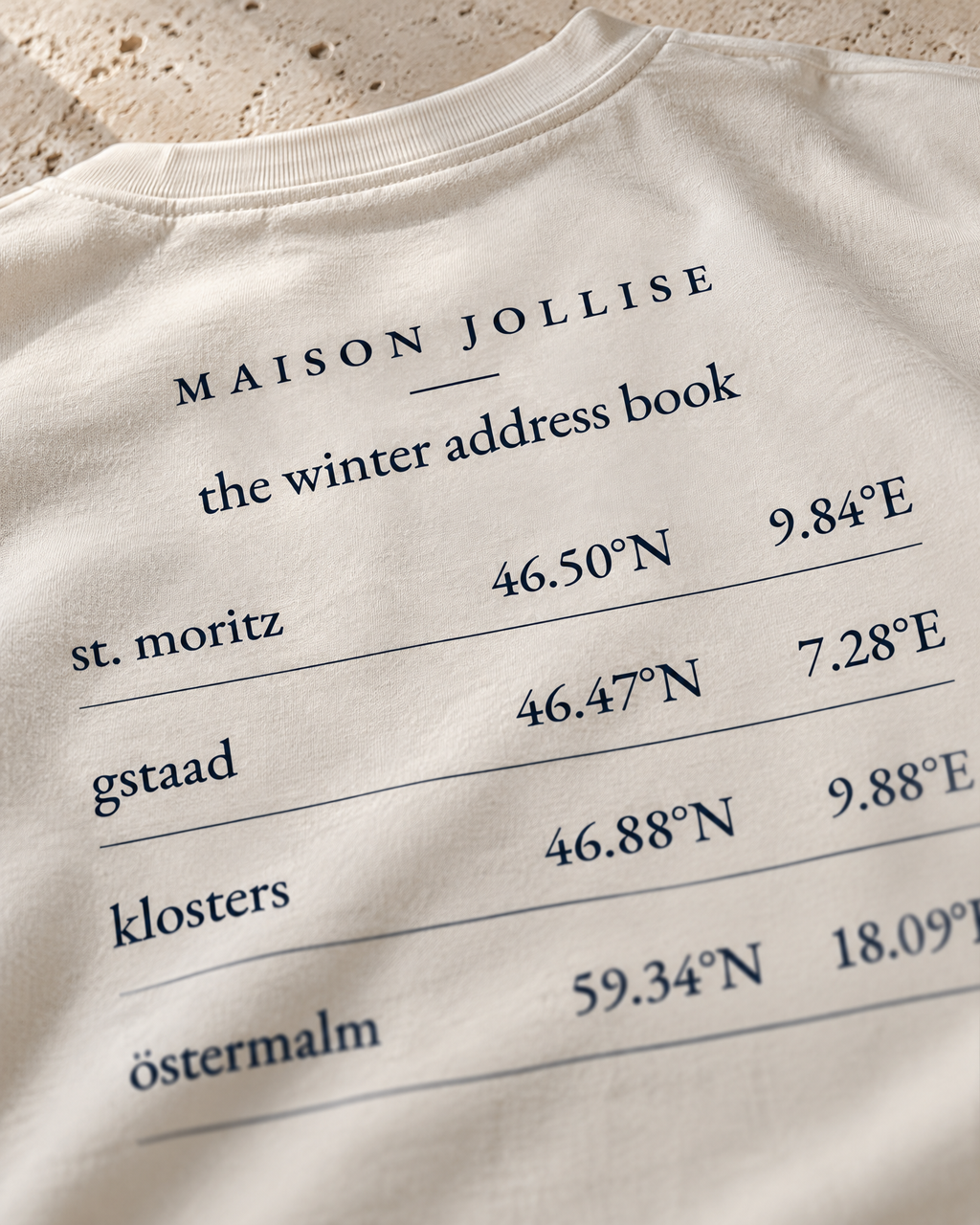 the winter address book tee — print detail