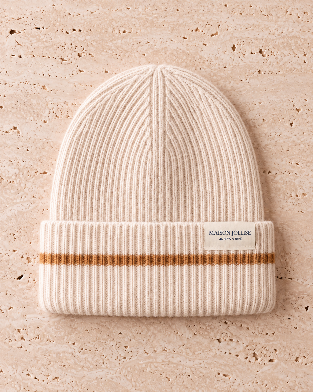 the snow line beanie in ivory · st. moritz, laid flat