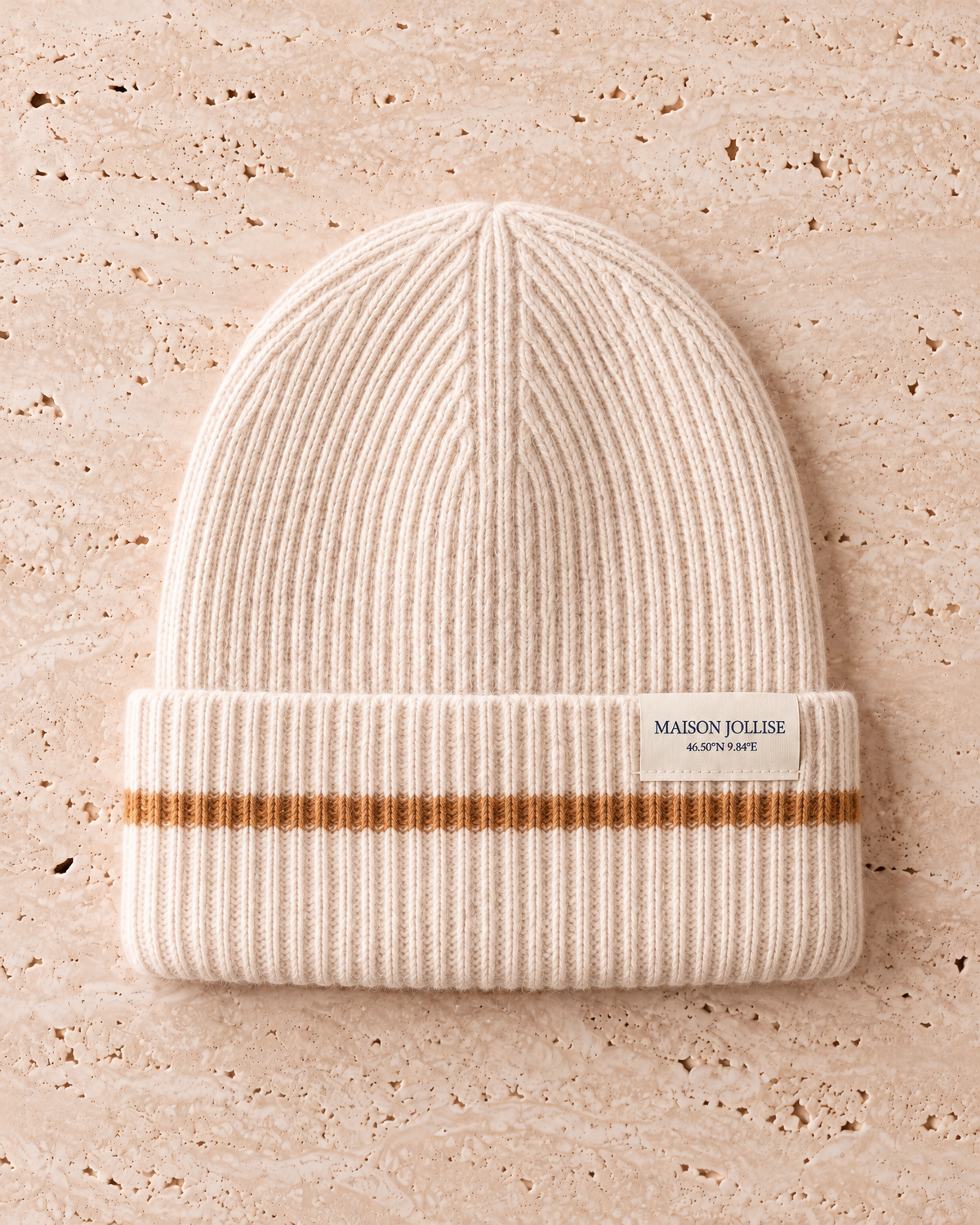 the snow line beanie in ivory · st. moritz, laid flat