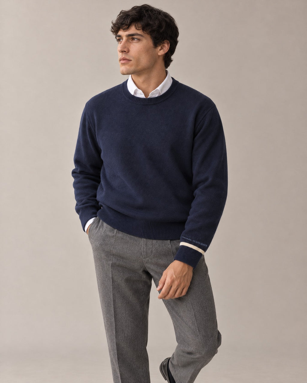 the merino crewneck in navy · östermalm — on him