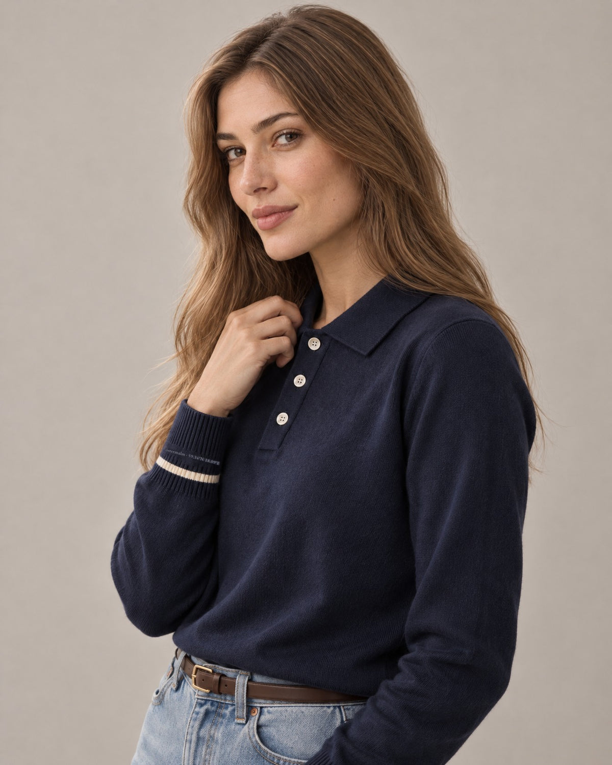 the knitted polo in navy · östermalm — on her