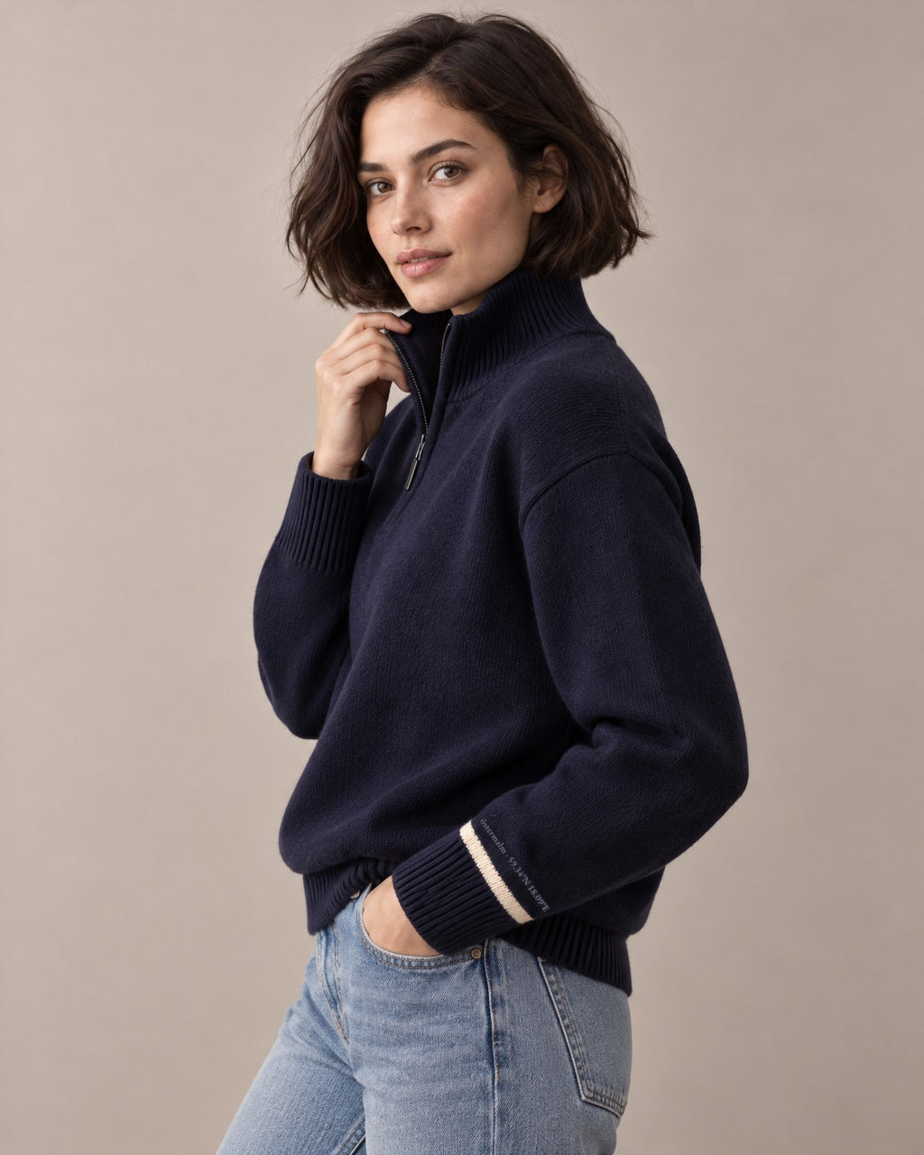 the merino quarter-zip in navy · östermalm — on her