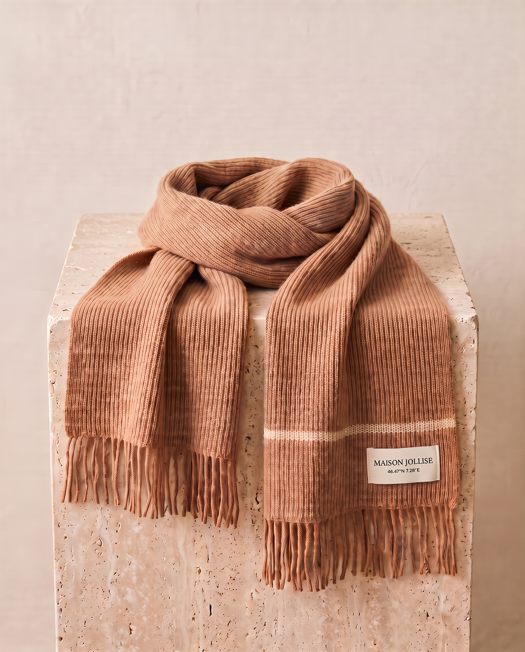the snow line cashmere scarf in camel · gstaad