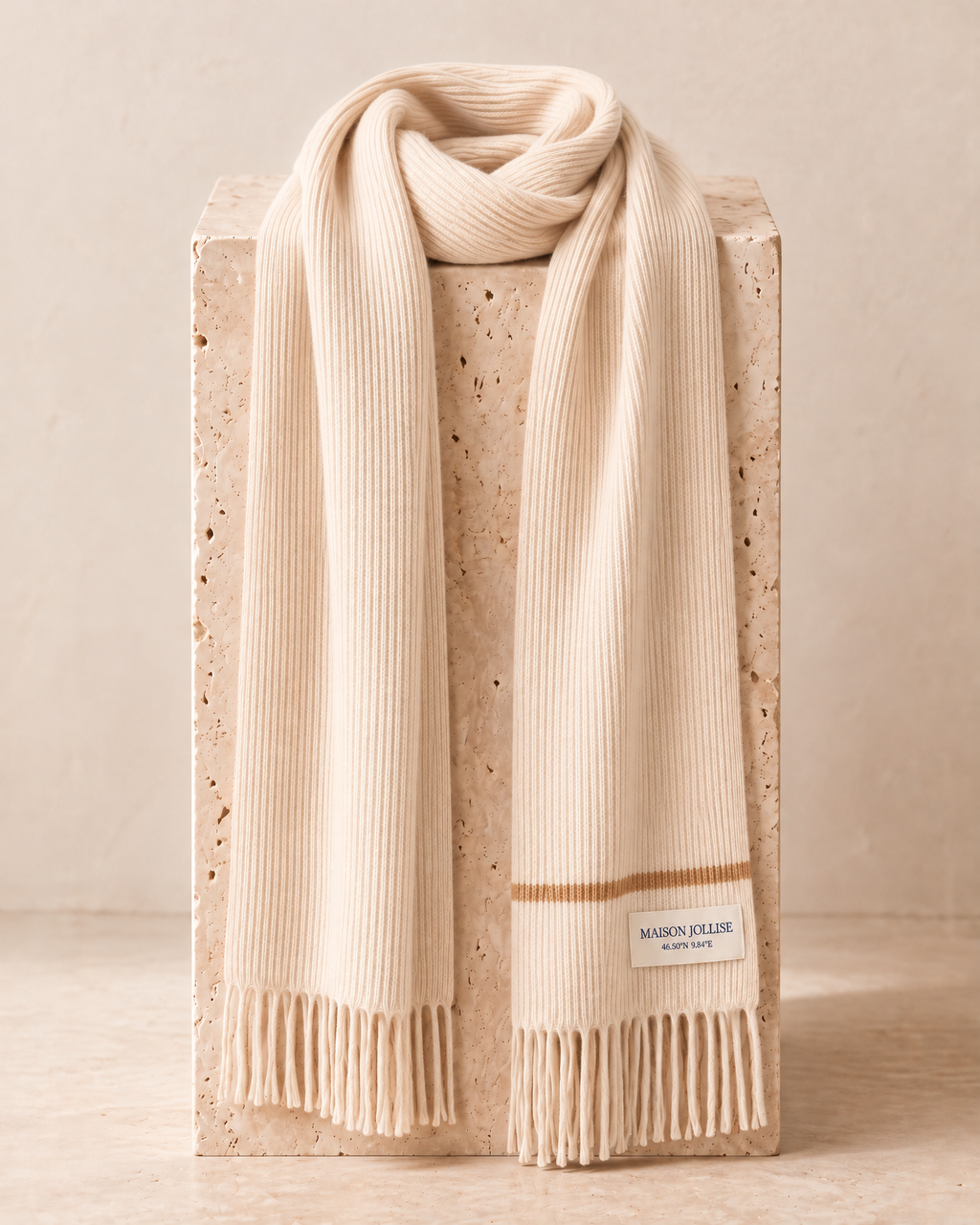 the snow line scarf in ivory · st. moritz, full length