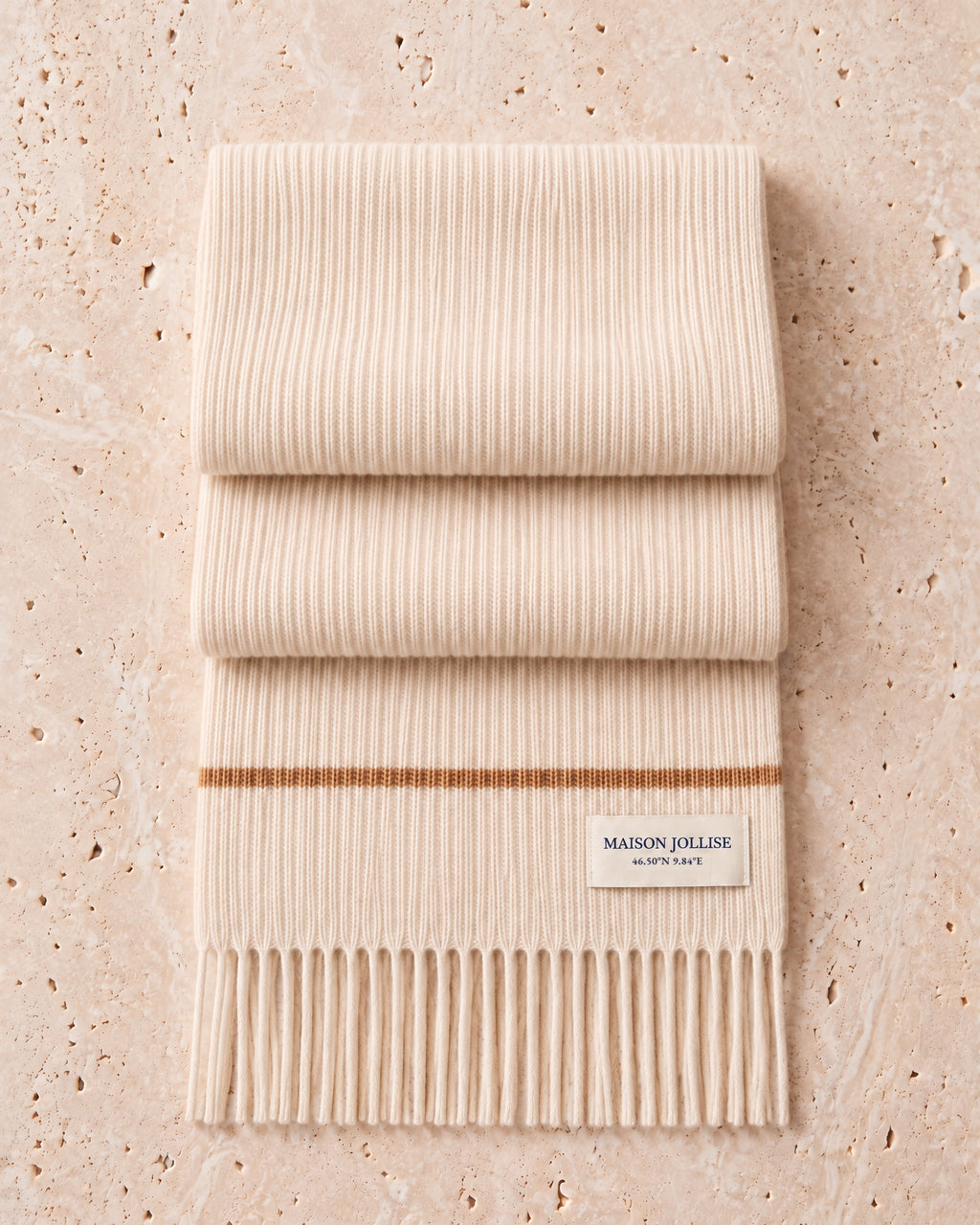 the snow line scarf in ivory · st. moritz, folded