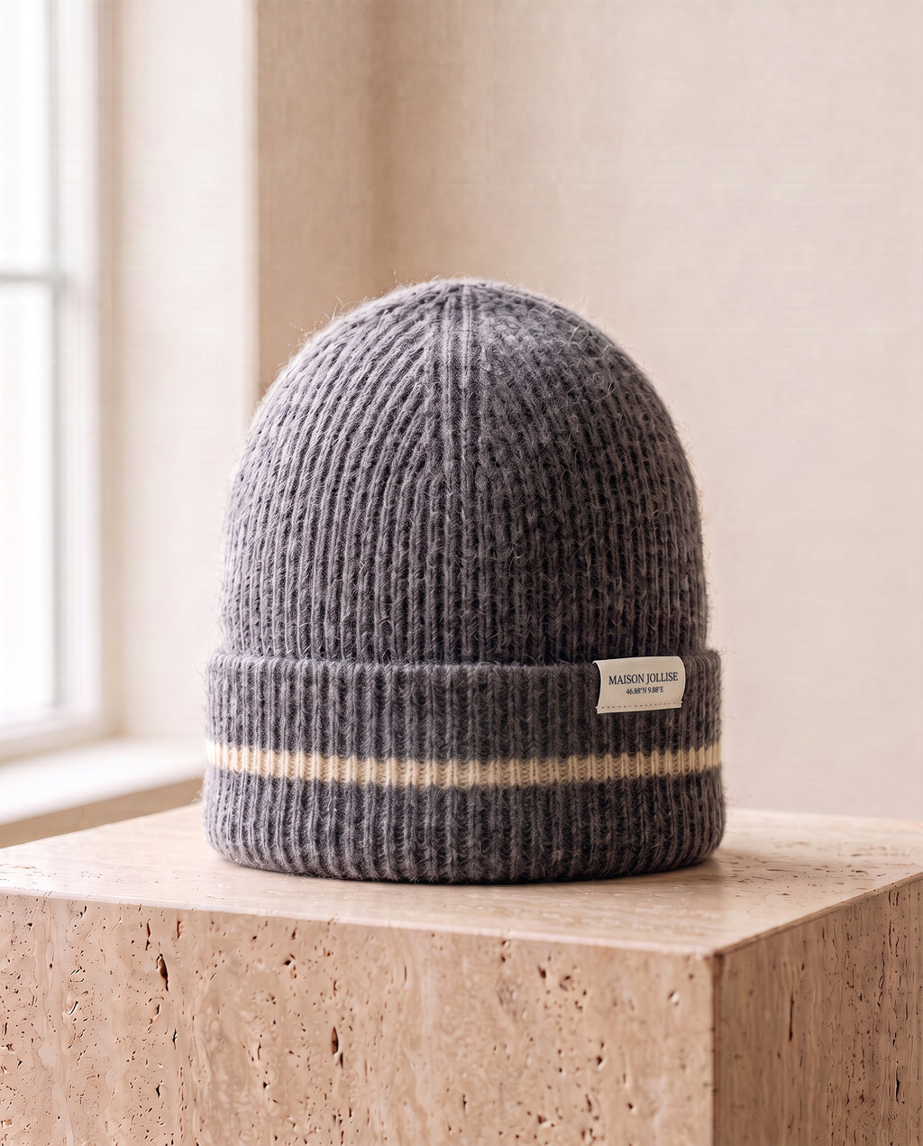 the snow line cashmere beanie in charcoal · klosters