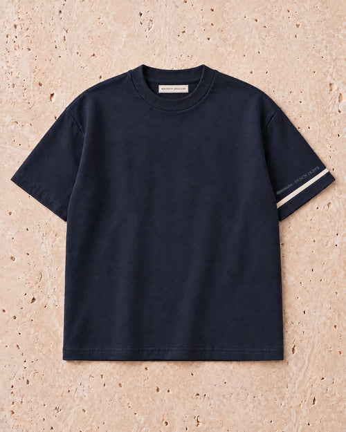 the heavyweight tee in navy · östermalm — flat lay